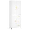 vidaXL Aparador alto madera contrachapada blanco 69,5x34x180 cm