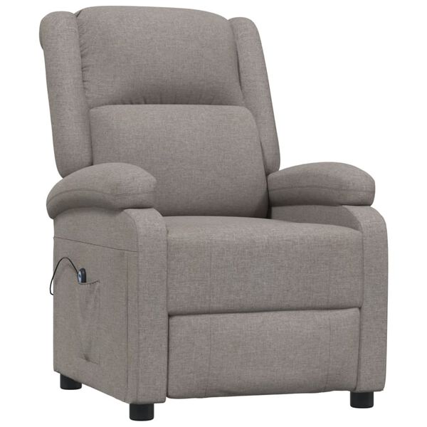 vidaXL Sill&oacute;n reclinable el&eacute;ctrico tela gris taup&eacute;