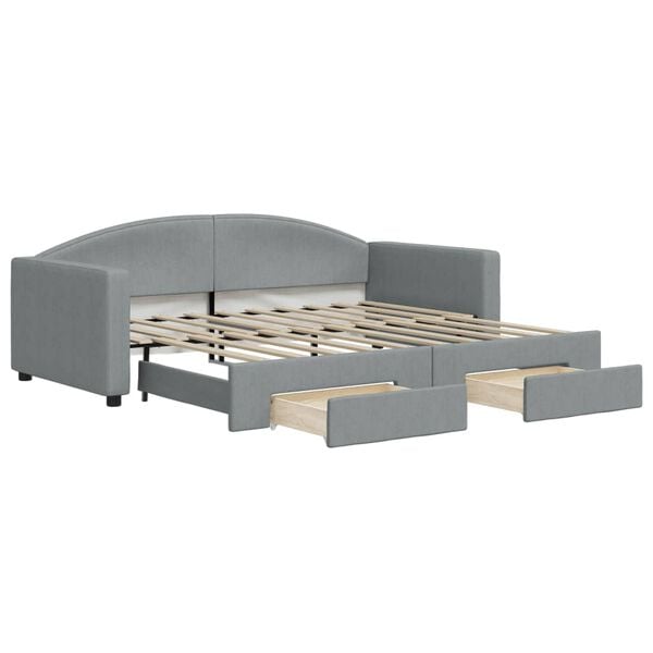 vidaXL Sof&aacute; cama nido con cajones tela gris claro 90x190 cm