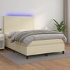 vidaXL Cama box spring colch&oacute;n y LED cuero sint&eacute;tico crema 140x190 cm