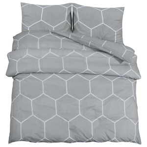 vidaXL Juego de funda n&oacute;rdica gris y blanco 140x200 cm algod&oacute;n