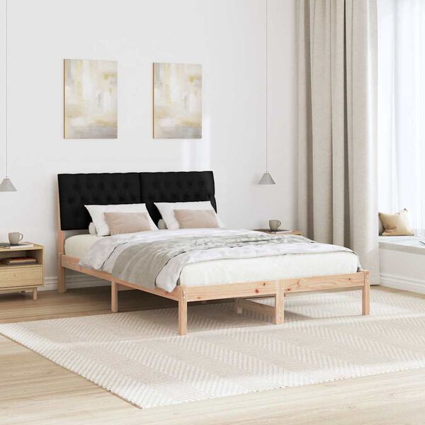 vidaXL Estructura de Cama con Cabecera Tapizada Marr&oacute;n 150 x 200 cm