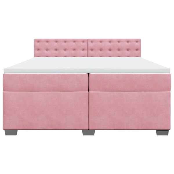 vidaXL Cama box spring con colch&oacute;n terciopelo rosa 200x200 cm