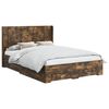vidaXL Estructura de cama con almacenamiento y cabecero Roble Ahumado