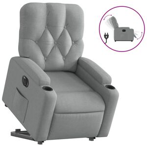 vidaXL Sill&oacute;n el&eacute;ctrico reclinable elevable de tela gris claro