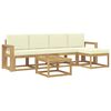 vidaXL Conjunto de sof&aacute;s de exterior con coj&iacute;n 6 pcs Blanco y Crema