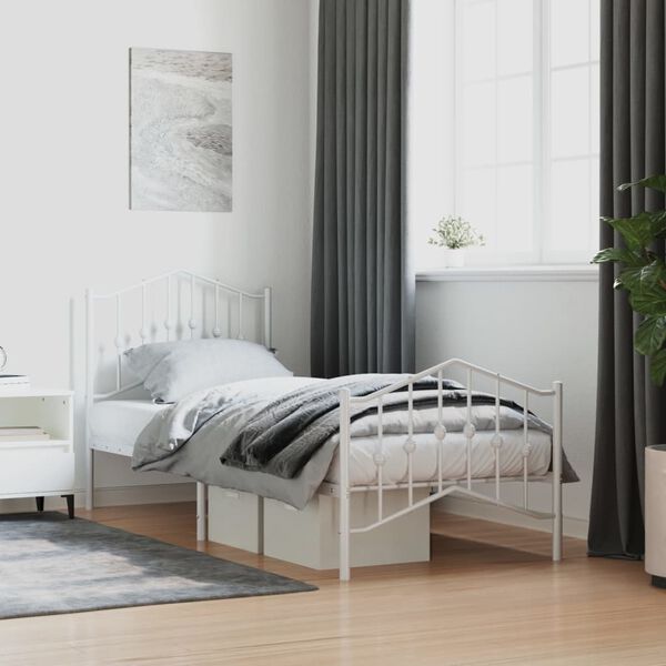 vidaXL Estructura cama sin colchón con estribo metal blanco 80x200 cm