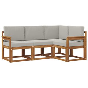 vidaXL Conjunto de sof&aacute;s de exterior 4 pcs Gris Natural y Claro