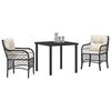 vidaXL Conjunto de Comedor de Jard&iacute;n 3 pcs Negro rat&aacute;n sint&eacute;tico