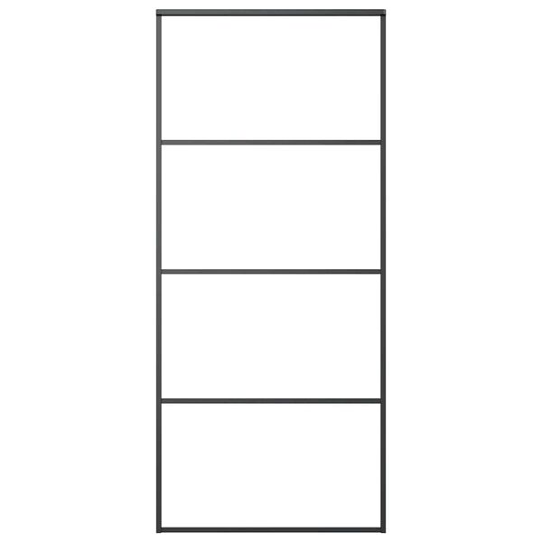 vidaXL Puerta corredera aluminio y vidrio ESG negra 90x205 cm