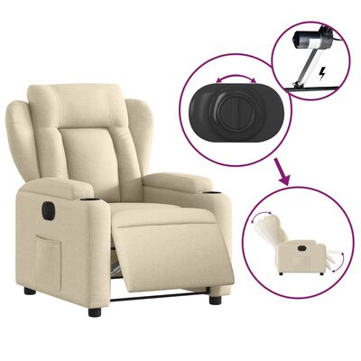 vidaXL Sillón reclinable eléctrico de tela crema