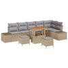 vidaXL Conjunto de sof&aacute;s de jard&iacute;n 9 uds. Beige rat&aacute;n sint&eacute;tico
