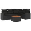 vidaXL Set de sof&aacute;s de jard&iacute;n 6 piezas y cojines rat&aacute;n sint&eacute;tico negro