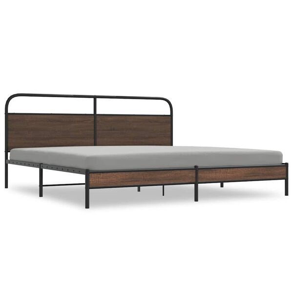 vidaXL Estructura de cama sin colch&oacute;n metal roble marr&oacute;n 200x200 cm