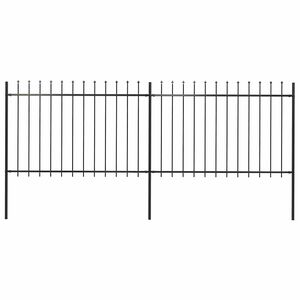 vidaXL Valla de jard&iacute;n con puntas de lanza acero negro 3,4x1,2 m