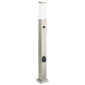 vidaXL Baliza luminosa con sensor y toma de corriente, 80 cm, acero inoxidable, IP44