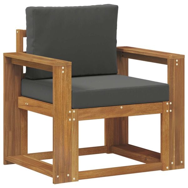 vidaXL Sof&aacute; de exterior Madera de Acacia S&oacute;lida y Poli&eacute;ster Natural