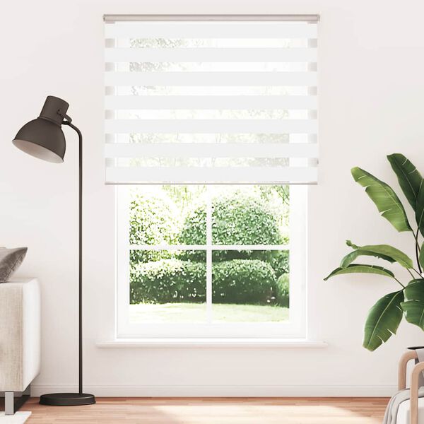 vidaXL Estor cebra blanco 140x230 cm tejido ancho 135,9 cm poli&eacute;ster