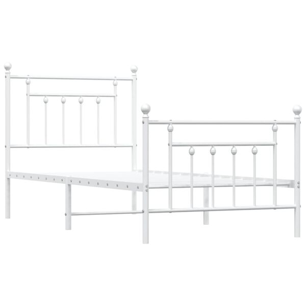 vidaXL Estructura cama sin colch&oacute;n con estribo metal blanco 90x190 cm