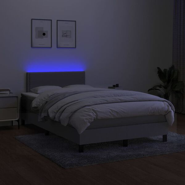 vidaXL Cama box spring con colch&oacute;n tela y LED gris claro 120x200 cm
