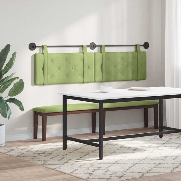 vidaXL Cabecera Colgante Verde claro 190 x 55 x 5 cm Terciopelo