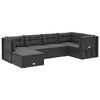 vidaXL Set muebles de jard&iacute;n 6 piezas y cojines rat&aacute;n sint&eacute;tico negro