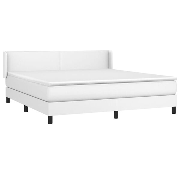 vidaXL Cama box spring con colch&oacute;n cuero sint&eacute;tico blanco 180x200 cm