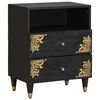 vidaXL Armario de Noche Negro 50 x 33 x 62 cm Madera de mango maciza