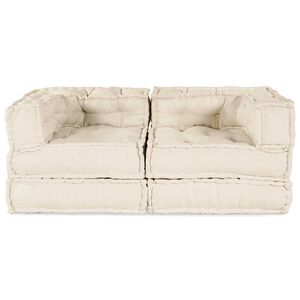 vidaXL Unidad de Sof&aacute; Modular 2 uds. Tela Crema 140 x 70 x 56 cm