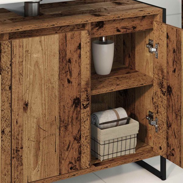 vidaXL Gabinete de Ba&ntilde;o con puerta Madera Vieja 90 x 30 x 60 cm