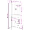 vidaXL Aparador alto madera contrachapada gris hormig&oacute;n 69,5x34x180 cm