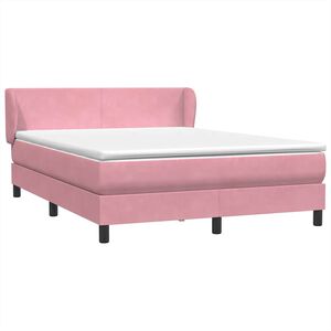 vidaXL Cama box spring con colch&oacute;n terciopelo rosa 140x210 cm