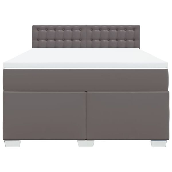 vidaXL Cama box spring con colchón cuero sintético gris 160x200 cm