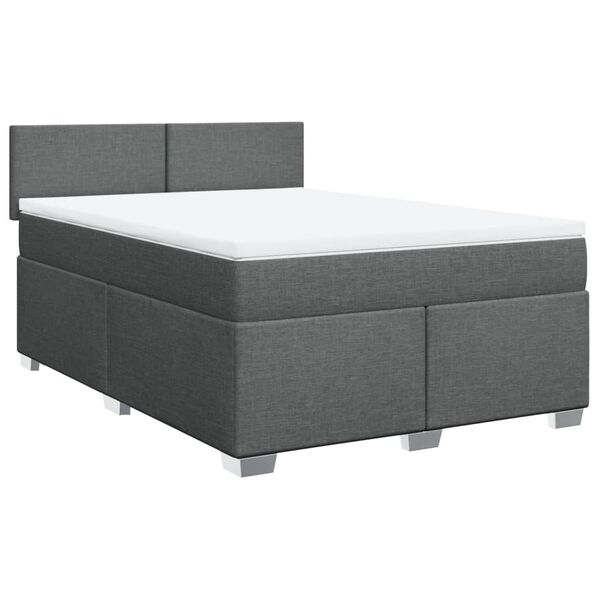 vidaXL Cama box spring con colch&oacute;n tela gris oscuro 140x200 cm
