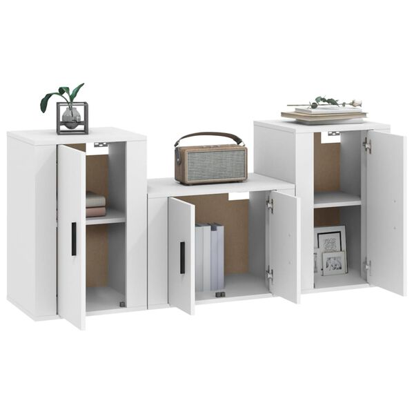 vidaXL Set de muebles de TV 3 piezas madera contrachapada blanco