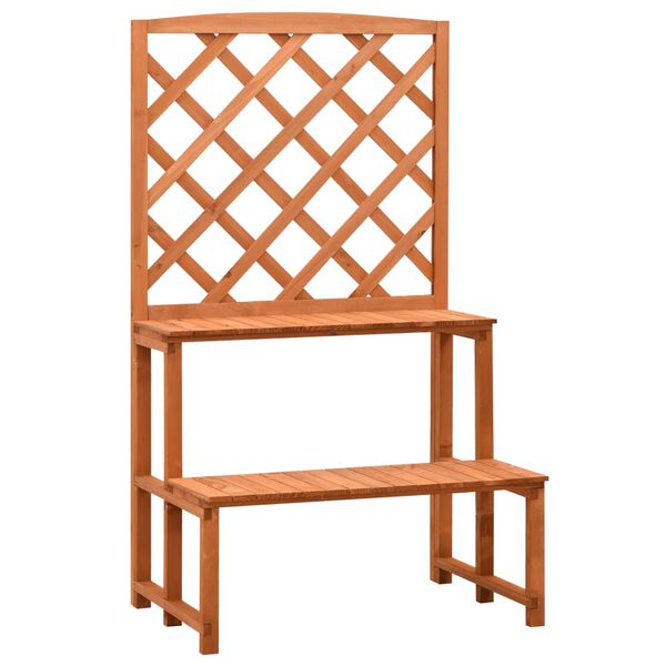 vidaXL Soporte de plantas y enrejado abeto macizo naranja 70x42x120 cm