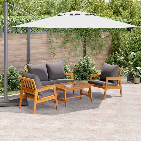 vidaXL Conjunto bistro con coj&iacute;n 4 pcs Marr&oacute;n Madera de Acacia S&oacute;lida