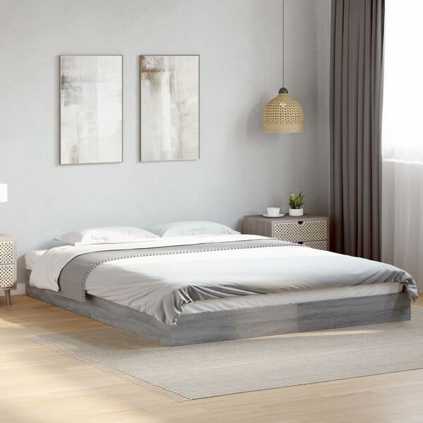 vidaXL Estructura de cama sin colch&oacute;n gris Sonoma 160x200 cm