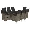 vidaXL Set comedor jard&iacute;n 9 pzas y cojines rat&aacute;n sint&eacute;tico gris