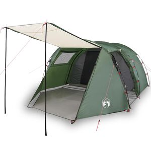 vidaXL Tienda de campa&ntilde;a t&uacute;nel para 4 personas impermeable verde