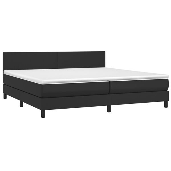 vidaXL Cama box spring colch&oacute;n y LED cuero sint&eacute;tico negro 200x200 cm