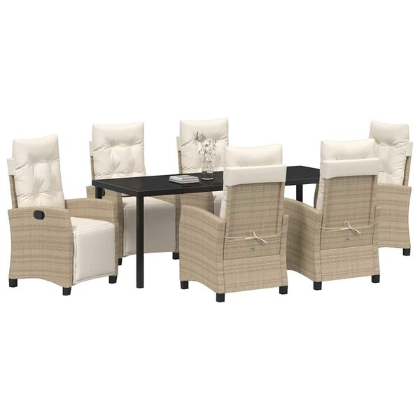 vidaXL Conjunto de Comedor de Jard&iacute;n 7 pcs Beige rat&aacute;n sint&eacute;tico