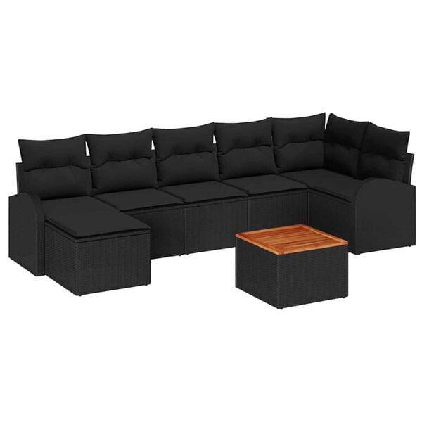 vidaXL Conjunto de sof&aacute;s de jard&iacute;n 8 pcs Negro rat&aacute;n sint&eacute;tico