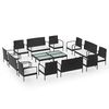 vidaXL Set muebles de jard&iacute;n 16 piezas y cojines rat&aacute;n sint&eacute;tico negro
