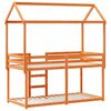 vidaXL Cama litera con techo madera maciza pino marrón cera 75x190 cm