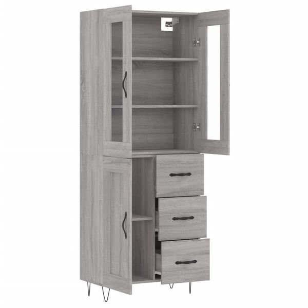 vidaXL Aparador alto madera contrachapada gris sonoma 69,5x34x180 cm