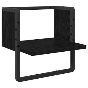 vidaXL Estante de pared con estante Roble Negro 30 x 25 x 30 cm