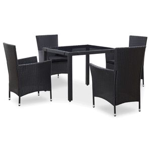 vidaXL Juego de comedor de jard&iacute;n 5 piezas rat&aacute;n sint&eacute;tico negro