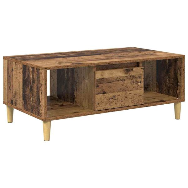 vidaXL Mesa de Caf&eacute; con caj&oacute;n Madera envejecida 90 x 50 x 26.5 cm