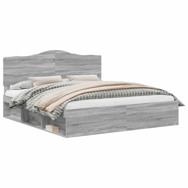 vidaXL Estructura de cama con cabecera Gris Sonoma 200 x 200 cm